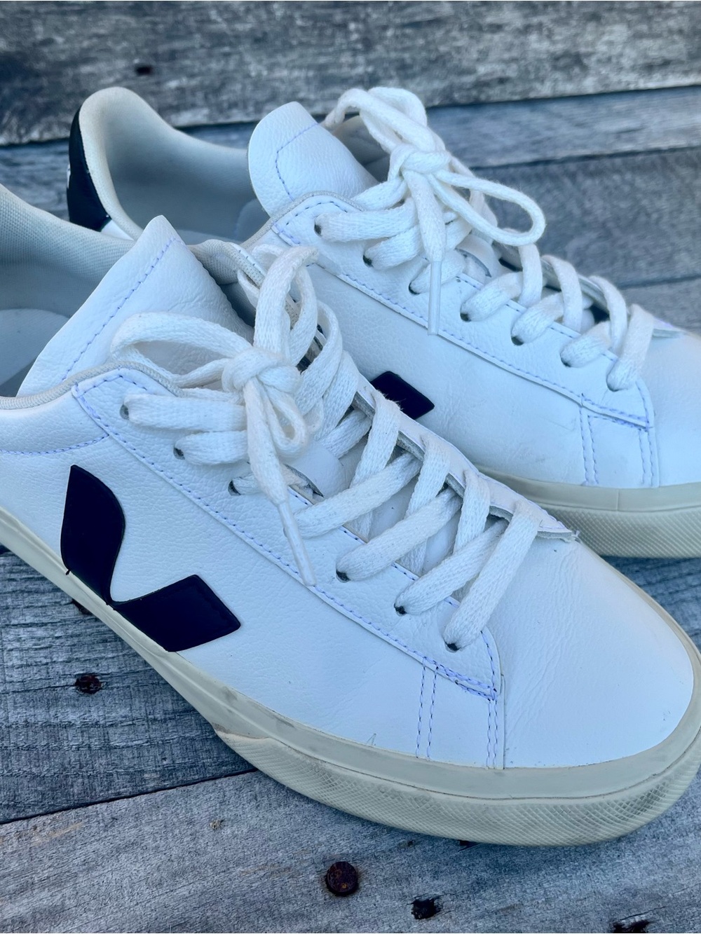 Veja White and Black Campo Sneakers